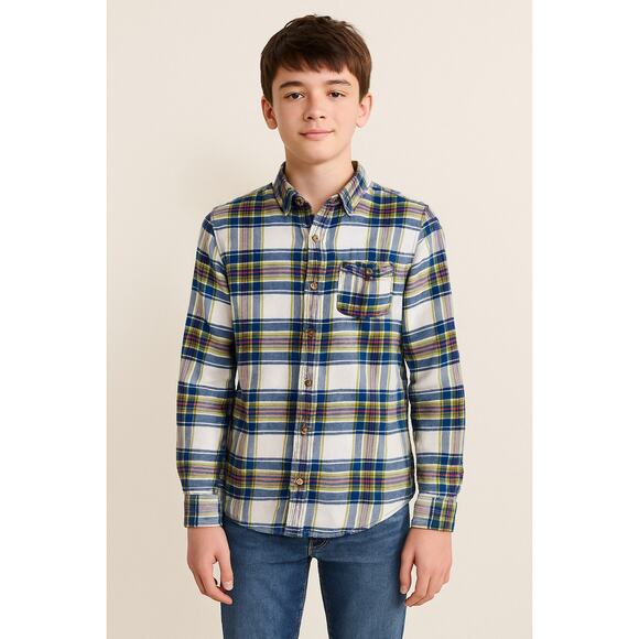 Abercrombie & Fitch Plaid Flannel Shirt Green Navy Pink Youth Large / Adult Sm - Picture 1 of 7